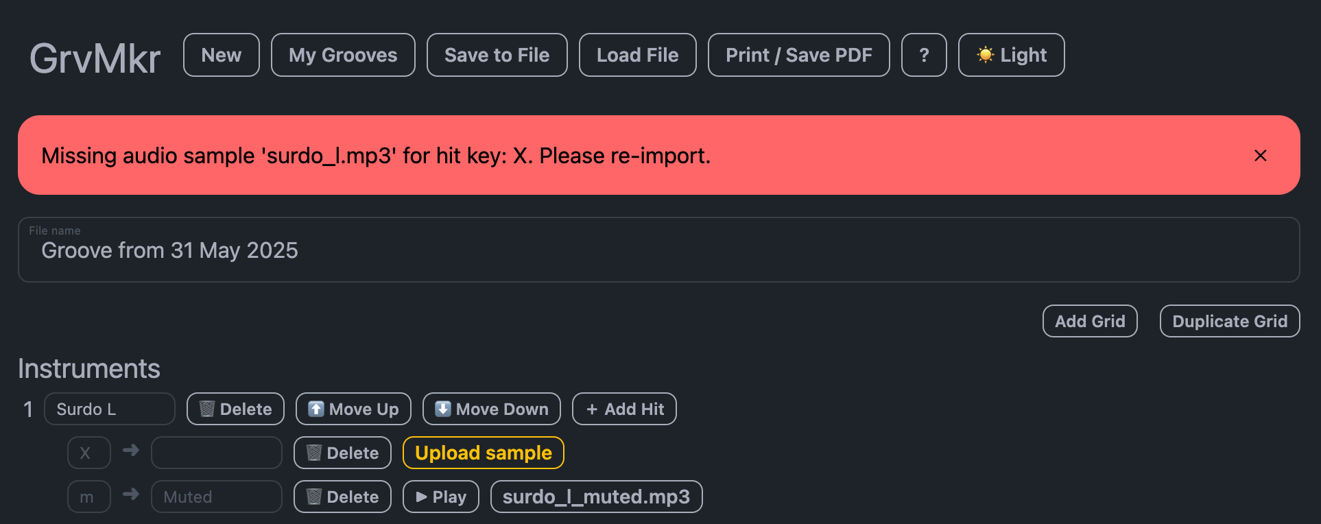 Missing audio file error